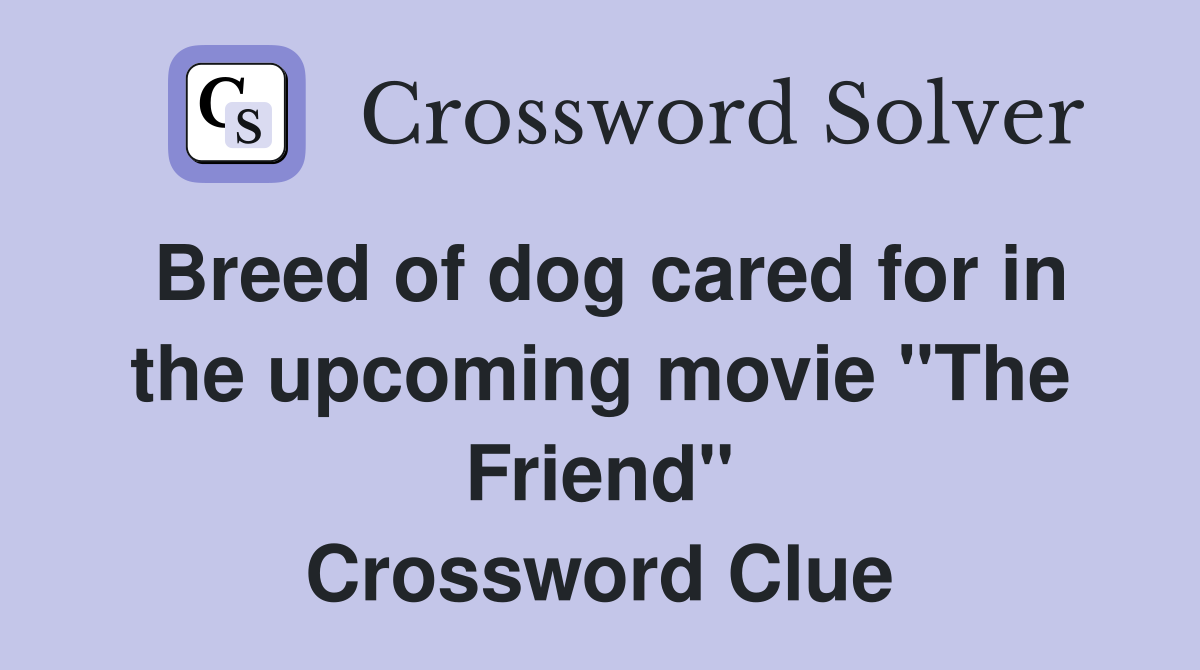 Breed of dog cared for in the upcoming movie "The Friend" Crossword Clue