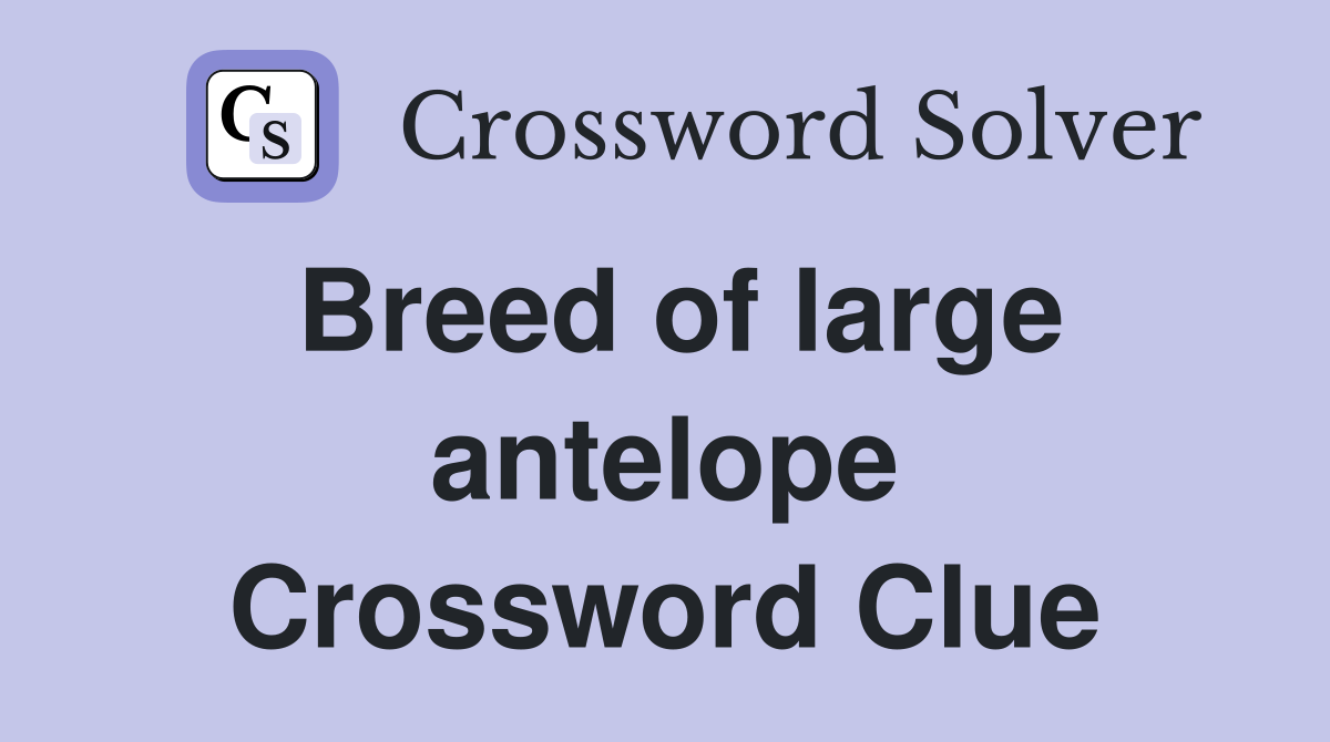 Breed of large antelope Crossword Clue
