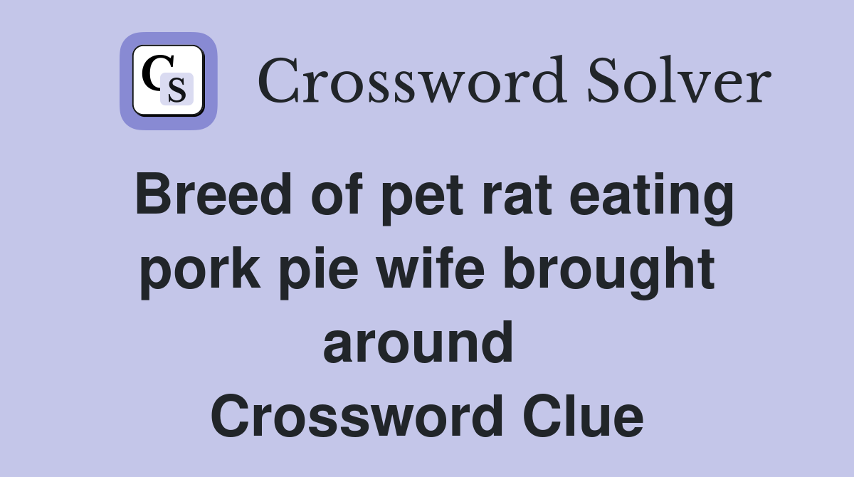 Breed of pet rat eating pork pie wife brought around  Crossword Clue