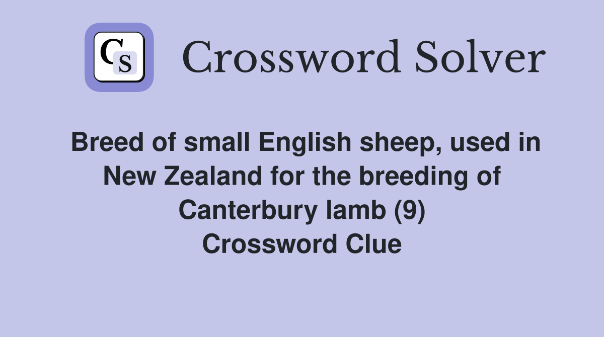 Breed of small English sheep, used in New Zealand for the breeding of Canterbury lamb (9) Crossword Clue