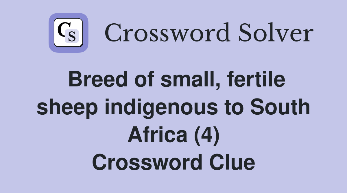 Breed of small, fertile sheep indigenous to South Africa (4) Crossword Clue
