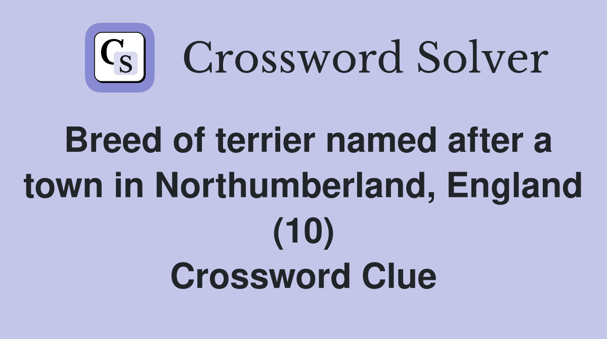 Breed of terrier named after a town in Northumberland, England (10) Crossword Clue