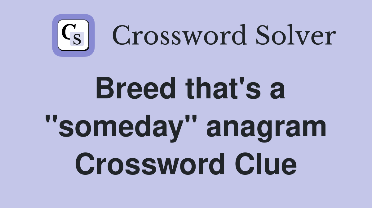 Breed that's a ''someday'' anagram Crossword Clue