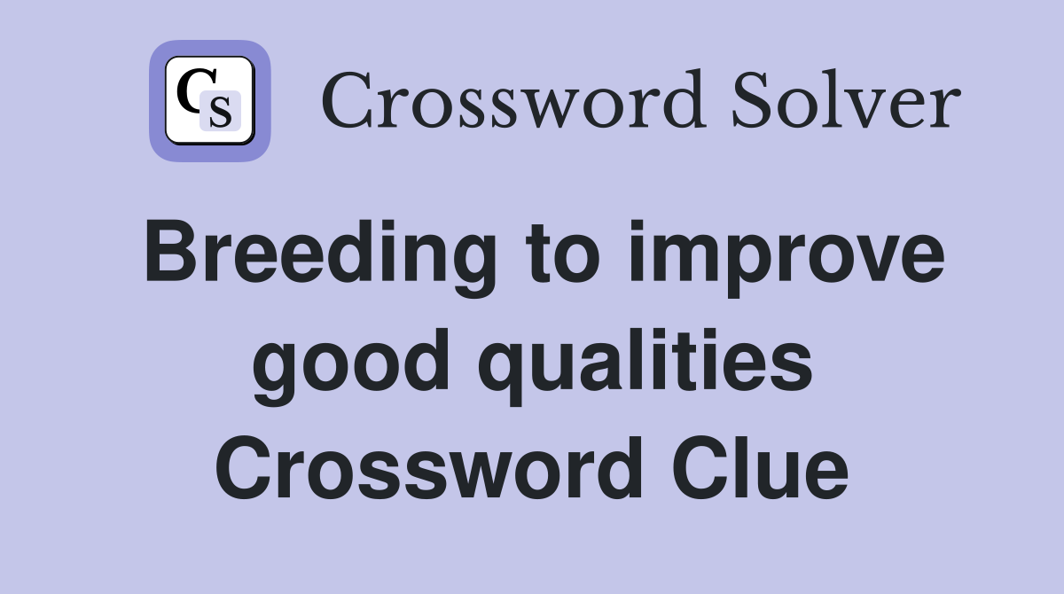 Breeding to improve good qualities Crossword Clue