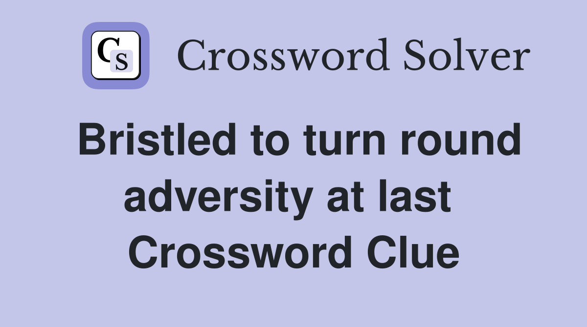 Bristled to turn round adversity at last  Crossword Clue