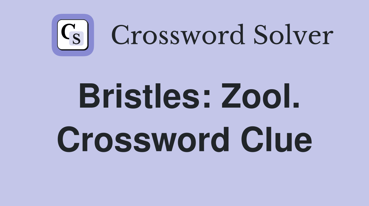 Bristles: Zool. Crossword Clue
