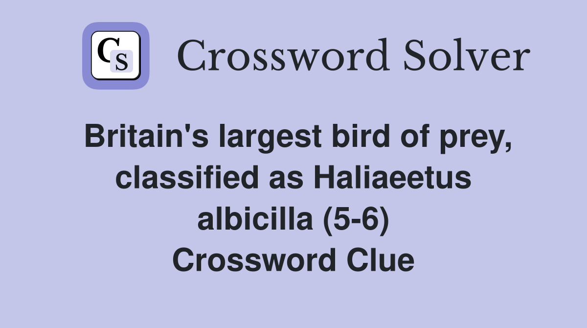 Britain's largest bird of prey, classified as Haliaeetus albicilla (5-6) Crossword Clue