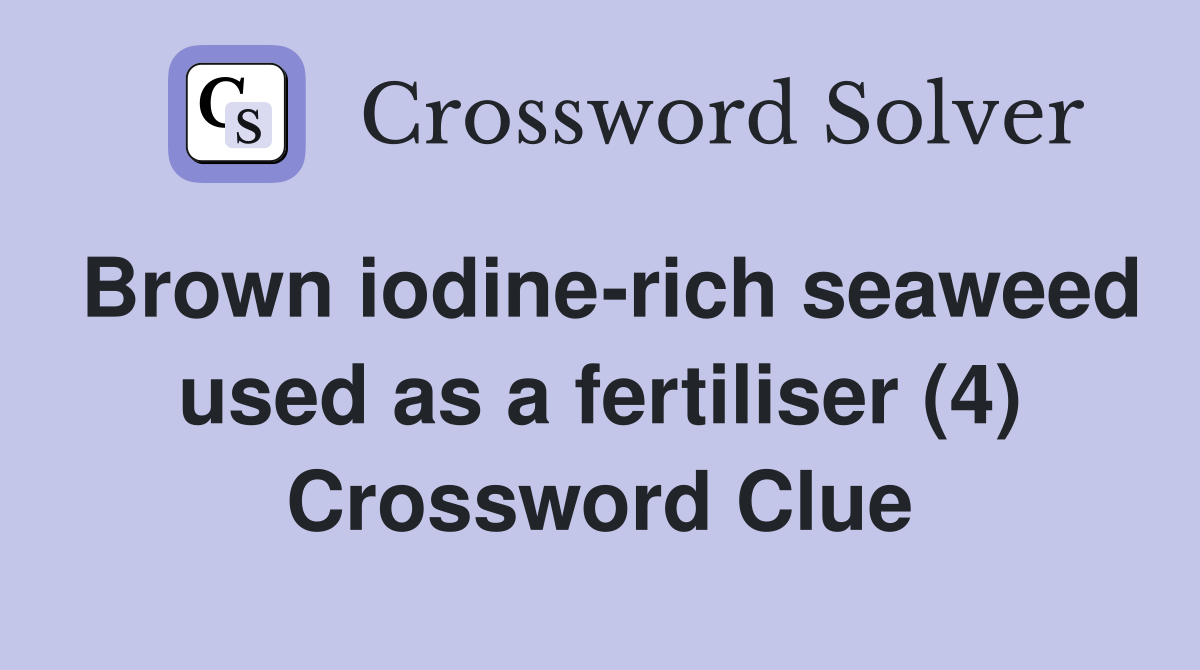 Brown iodine-rich seaweed used as a fertiliser (4) Crossword Clue