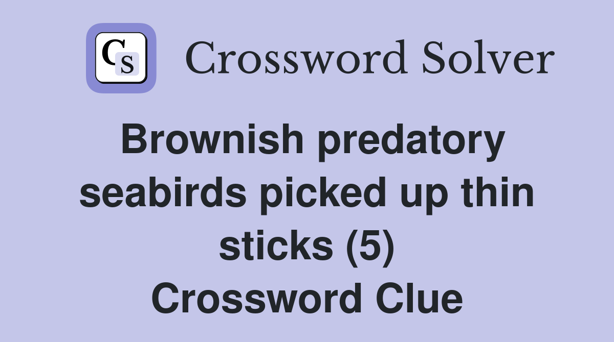 Brownish predatory seabirds picked up thin sticks (5) Crossword Clue