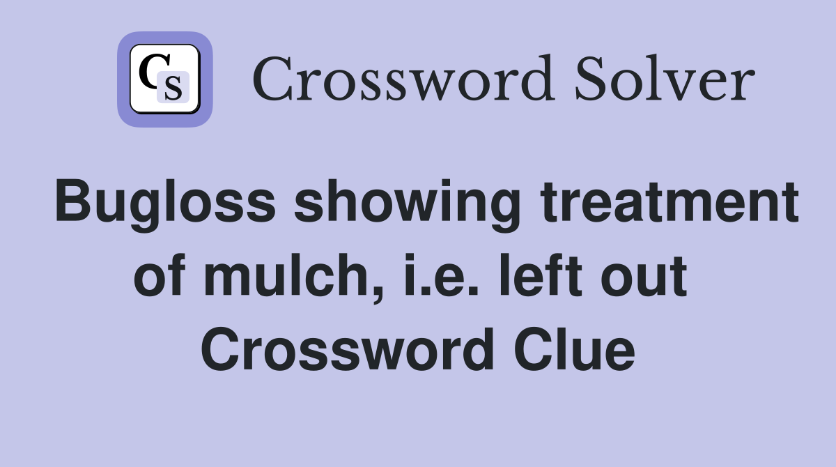 Bugloss showing treatment of mulch, i.e. left out  Crossword Clue