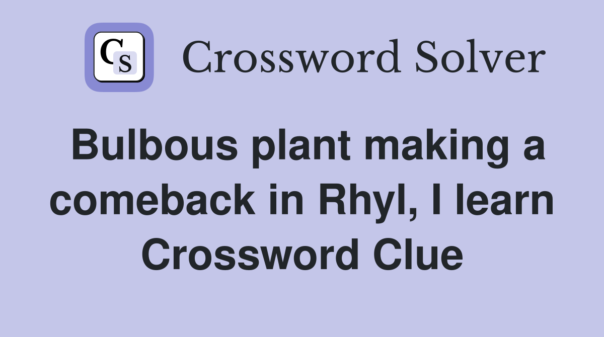 Bulbous plant making a comeback in Rhyl, I learn Crossword Clue