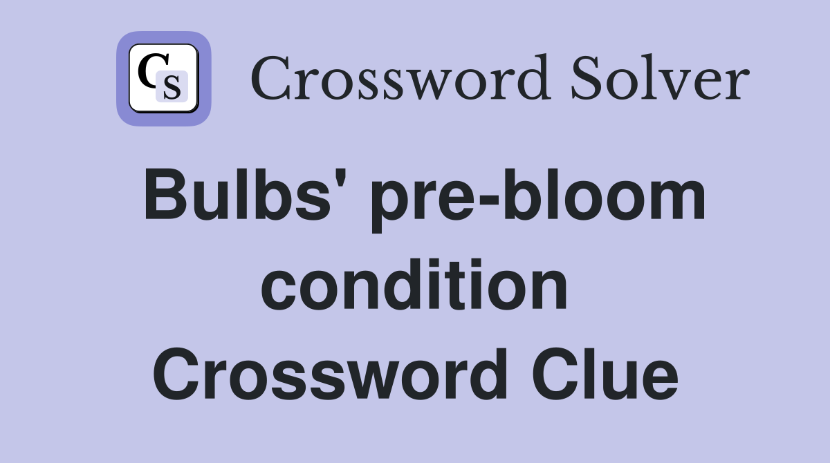 Bulbs' pre-bloom condition Crossword Clue