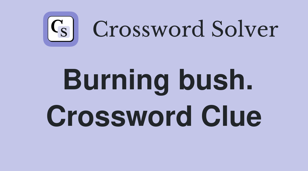 Burning bush. Crossword Clue