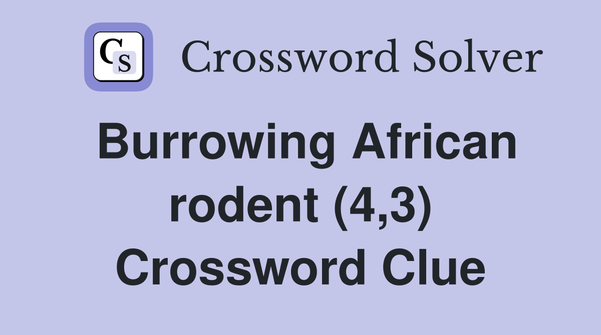 Burrowing African rodent (4,3) Crossword Clue