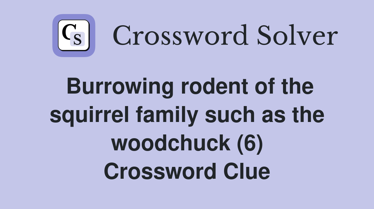 Burrowing rodent of the squirrel family such as the woodchuck (6) Crossword Clue