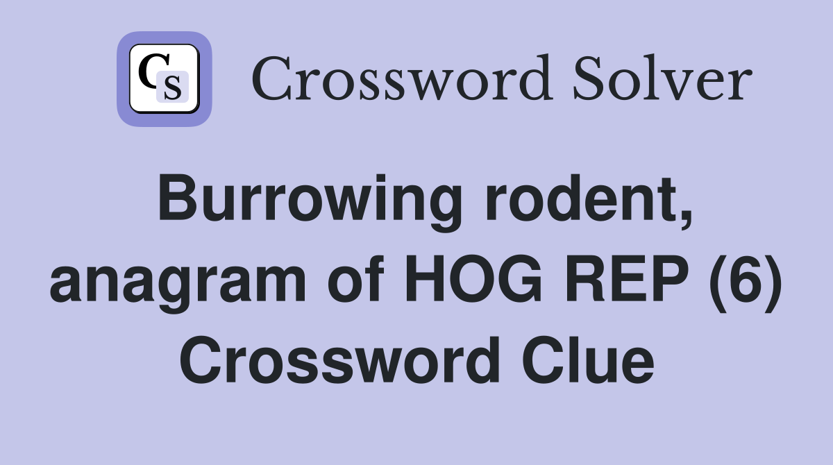 Burrowing rodent, anagram of HOG REP (6) Crossword Clue