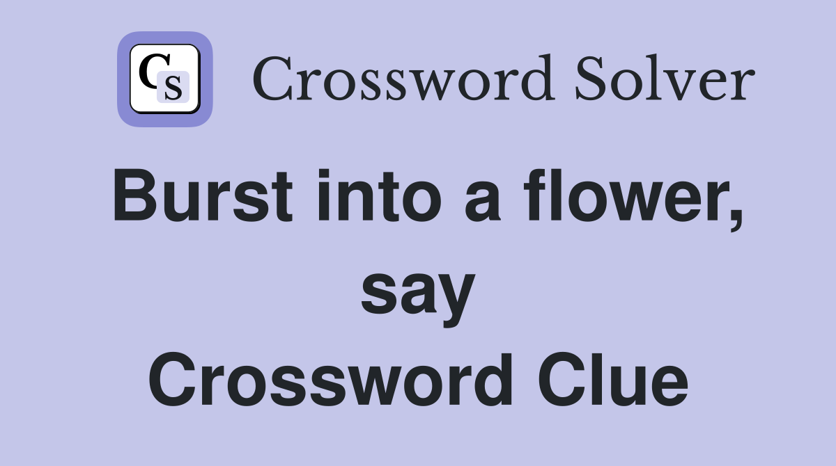 Burst into a flower, say Crossword Clue