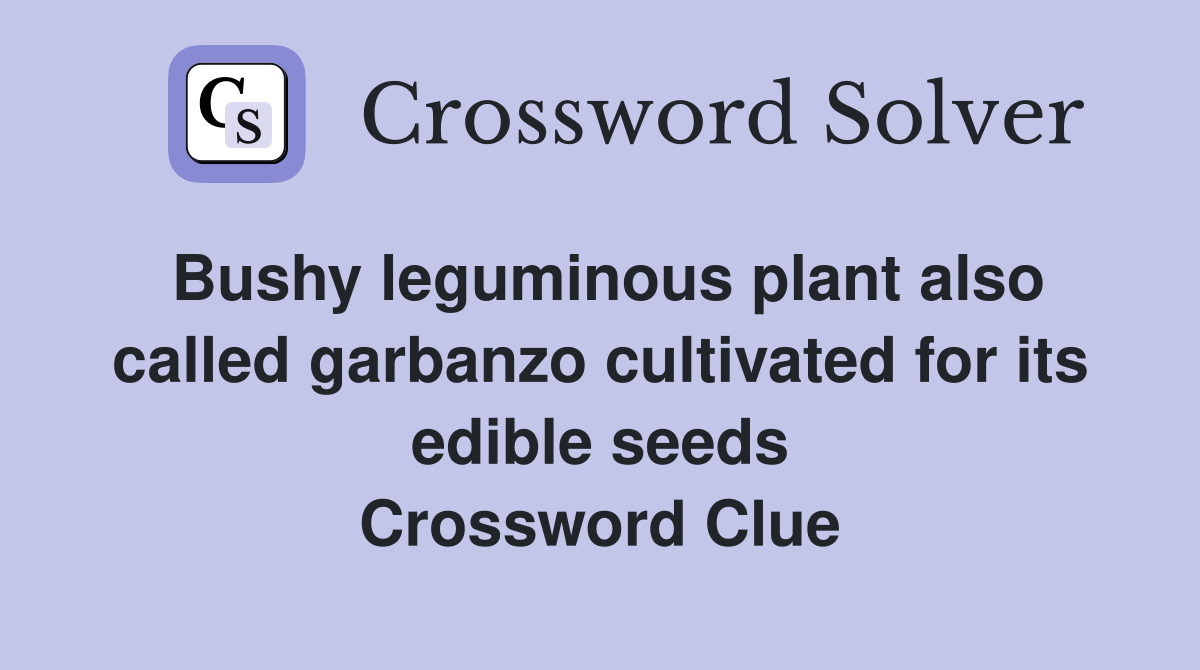 Bushy leguminous plant also called garbanzo cultivated for its edible seeds Crossword Clue