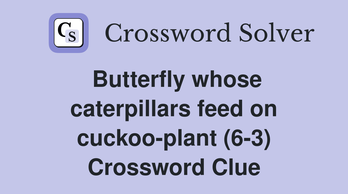 Butterfly whose caterpillars feed on cuckoo-plant (6-3) Crossword Clue
