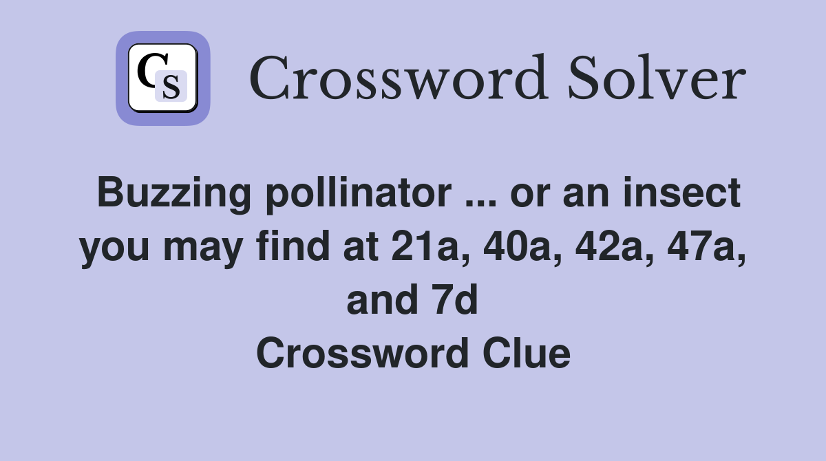 Buzzing pollinator ... or an insect you may find at 21a, 40a, 42a, 47a, and 7d Crossword Clue