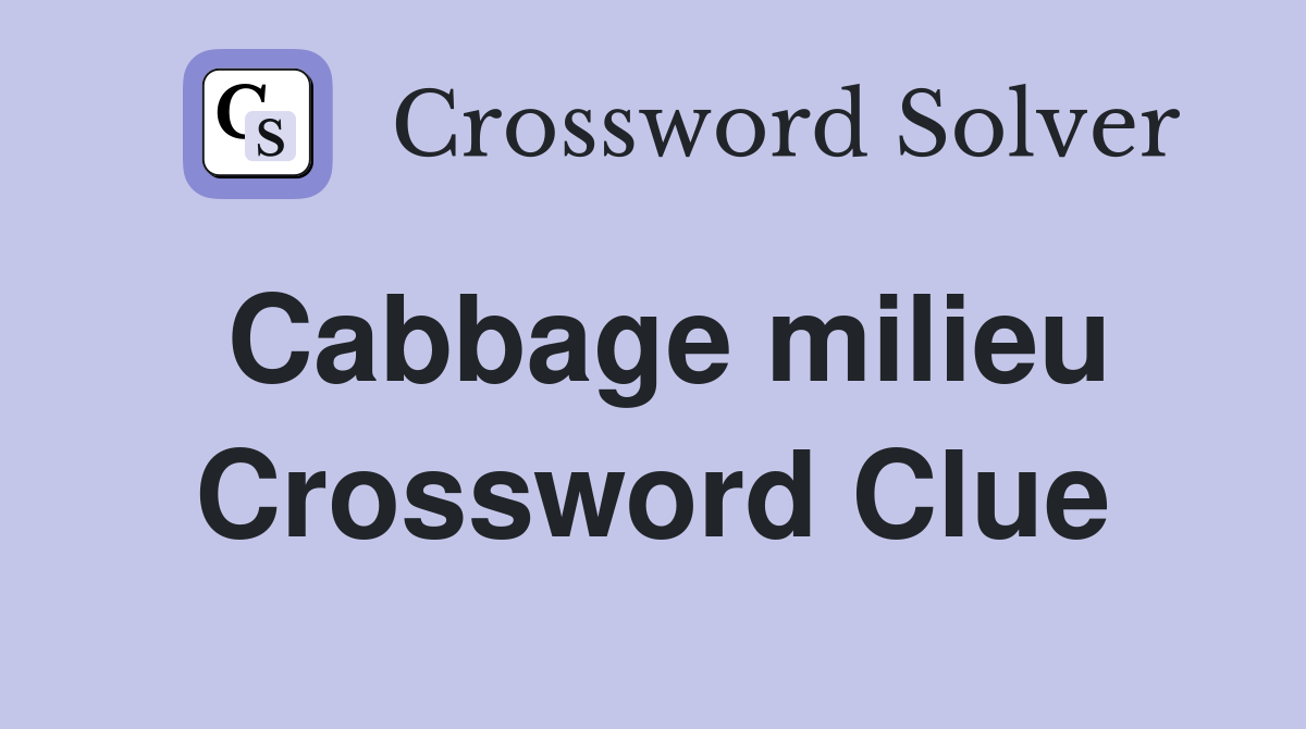 Cabbage milieu Crossword Clue