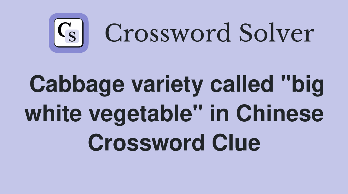Cabbage variety called "big white vegetable" in Chinese Crossword Clue