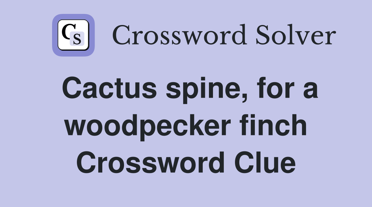 Cactus spine, for a woodpecker finch Crossword Clue