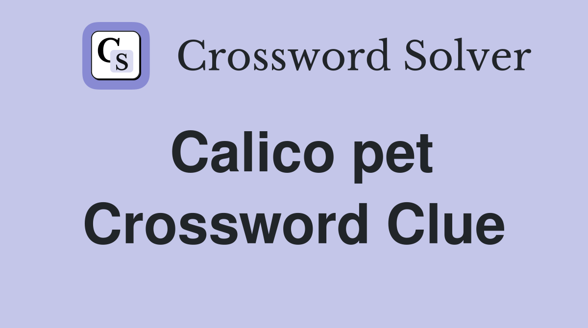 Calico pet Crossword Clue