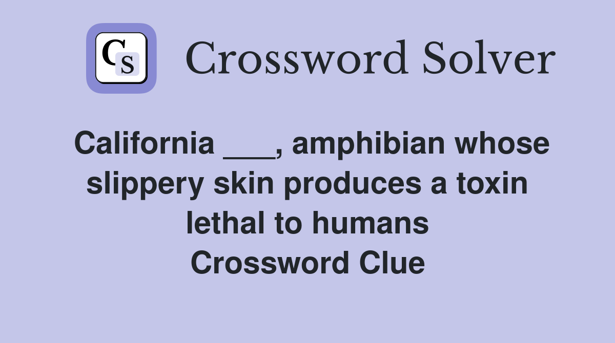 California ___, amphibian whose slippery skin produces a toxin lethal to humans Crossword Clue