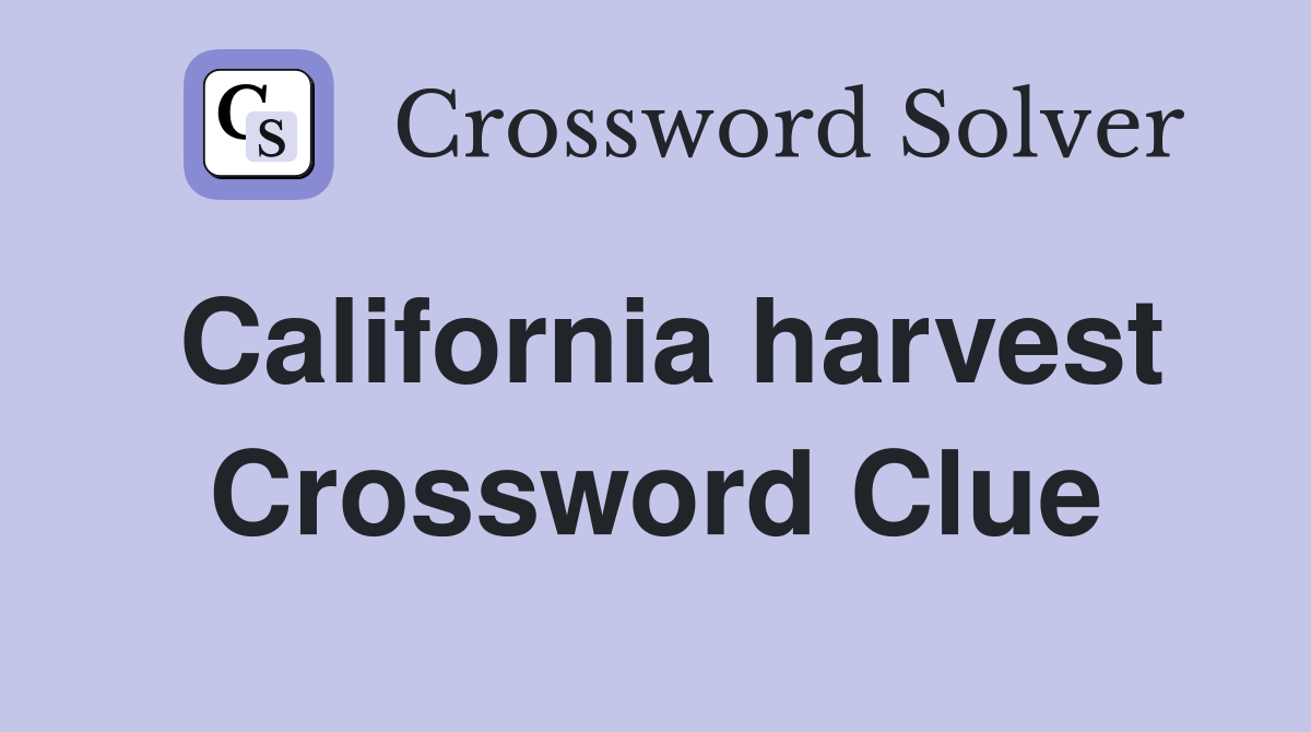 California harvest Crossword Clue