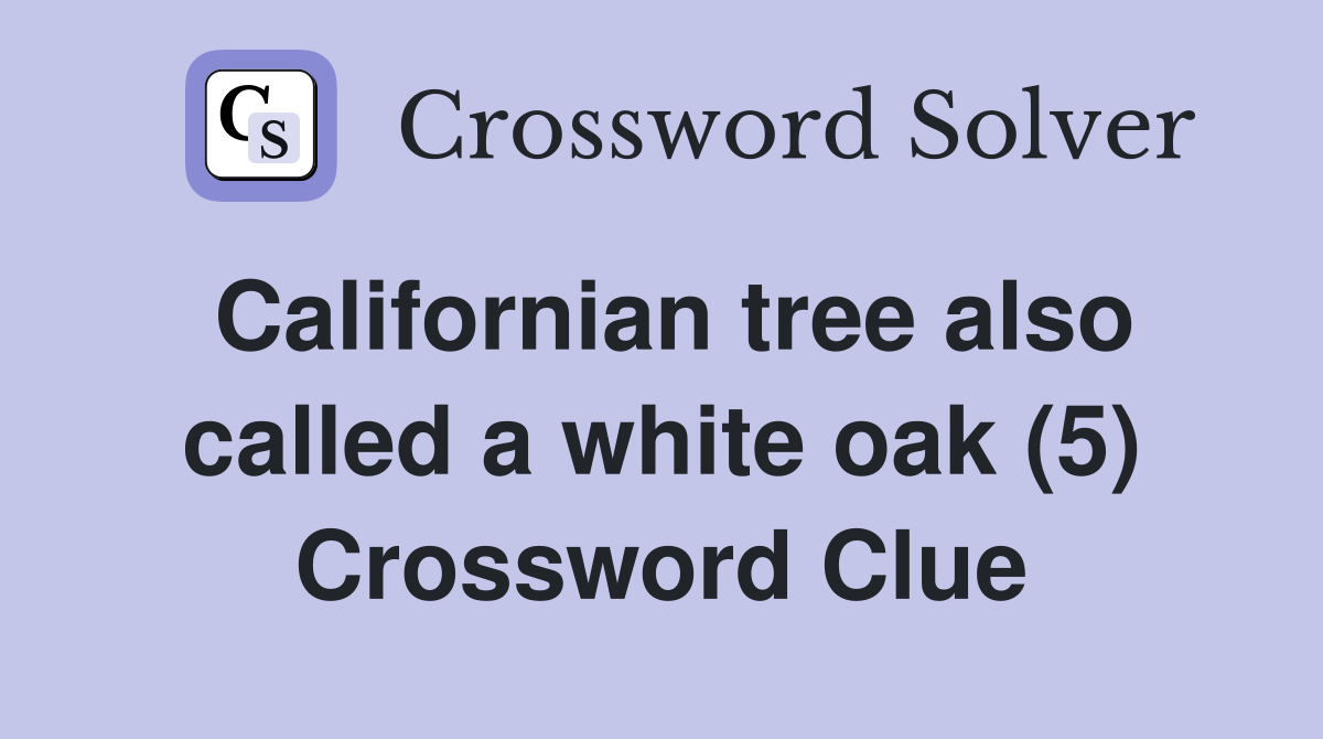 Californian tree also called a white oak (5) Crossword Clue