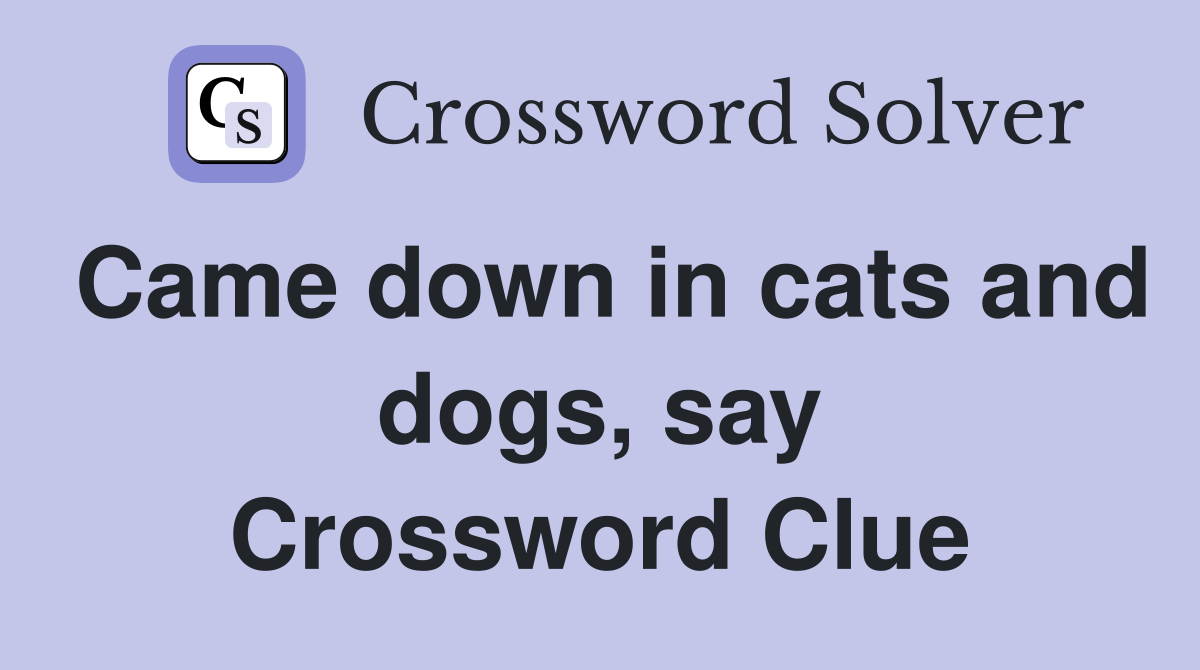 Came down in cats and dogs, say Crossword Clue