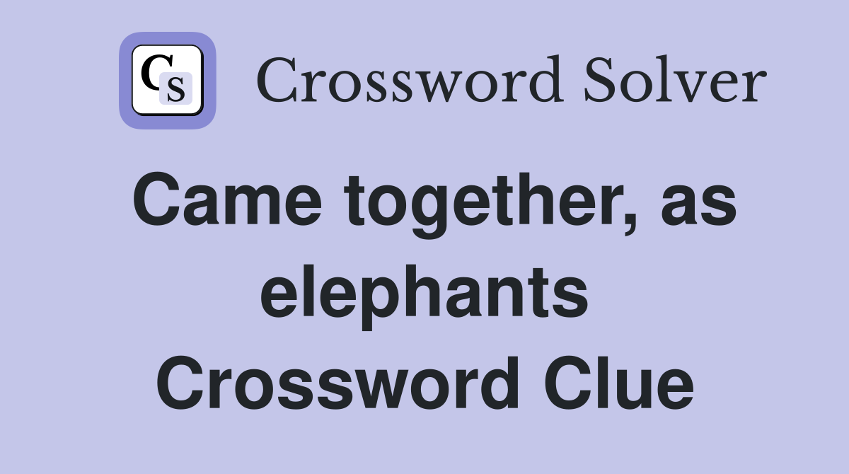 Came together, as elephants Crossword Clue
