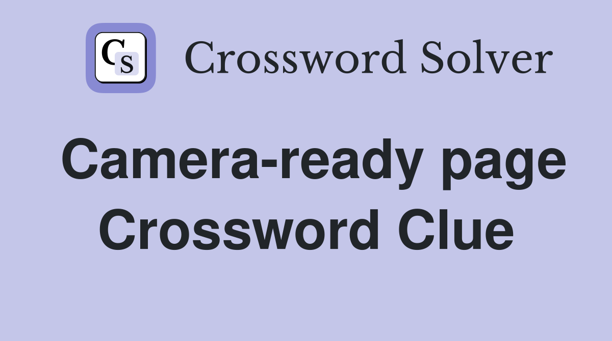 Camera-ready page Crossword Clue