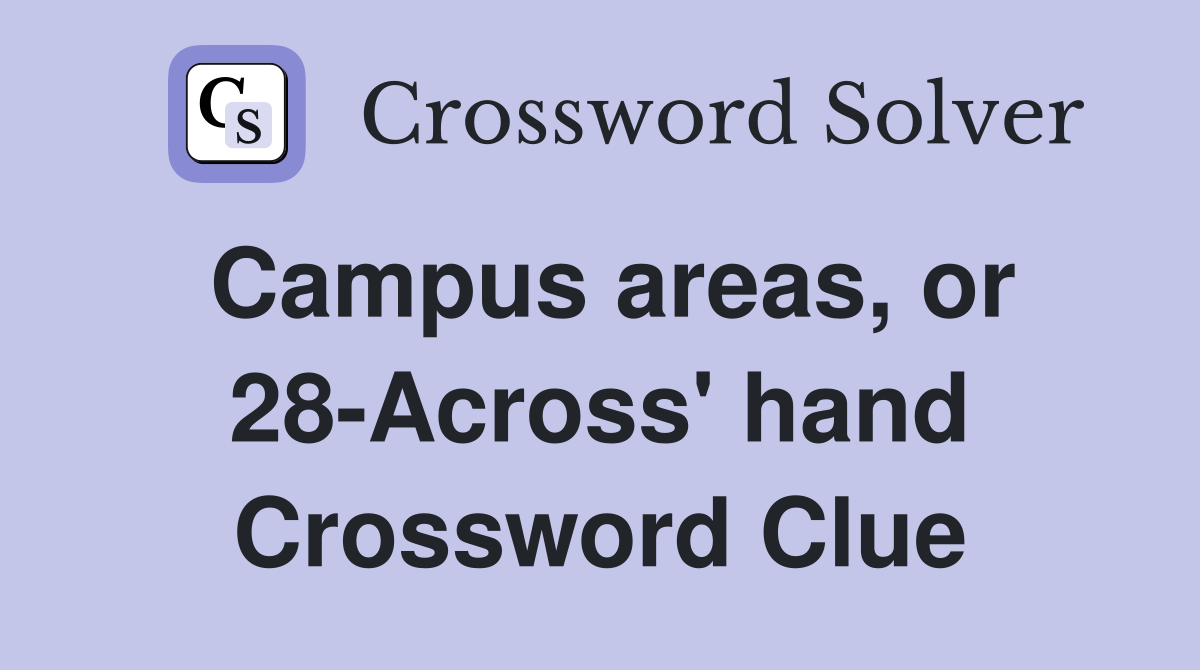 Campus areas, or 28-Across' hand Crossword Clue