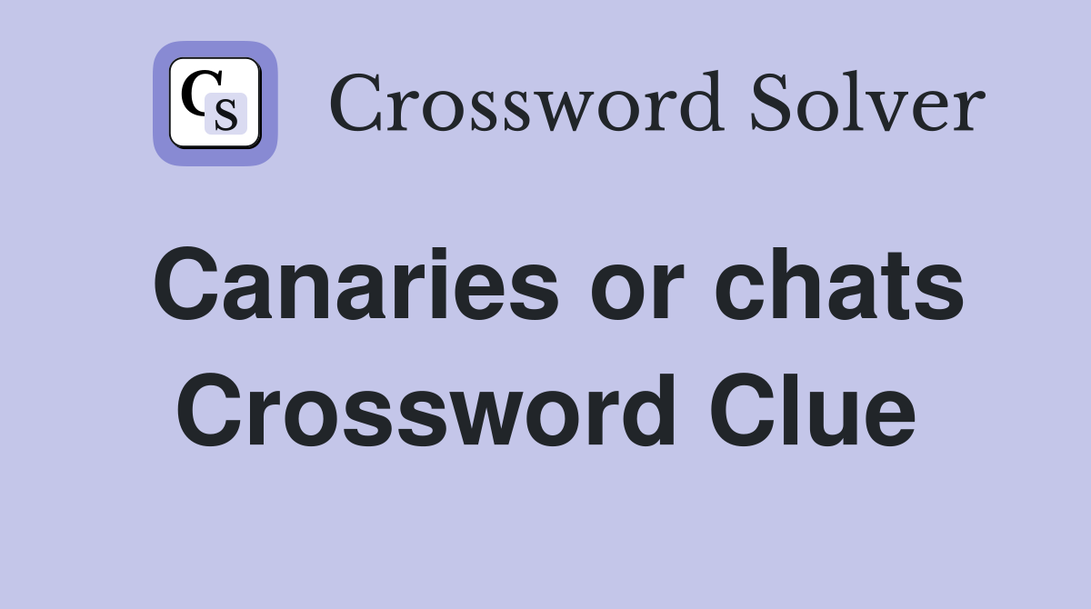 Canaries or chats Crossword Clue