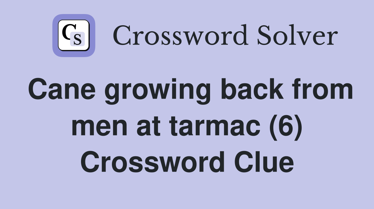 Cane growing back from men at tarmac (6) Crossword Clue
