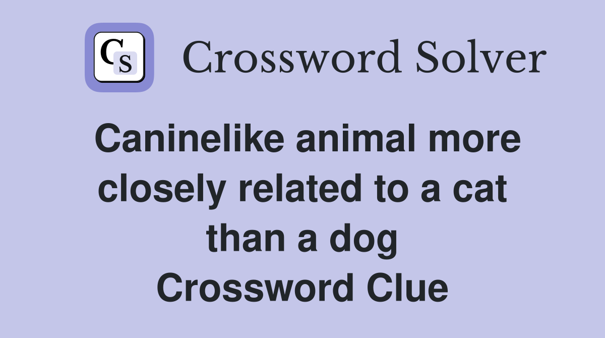 Caninelike animal more closely related to a cat than a dog Crossword Clue