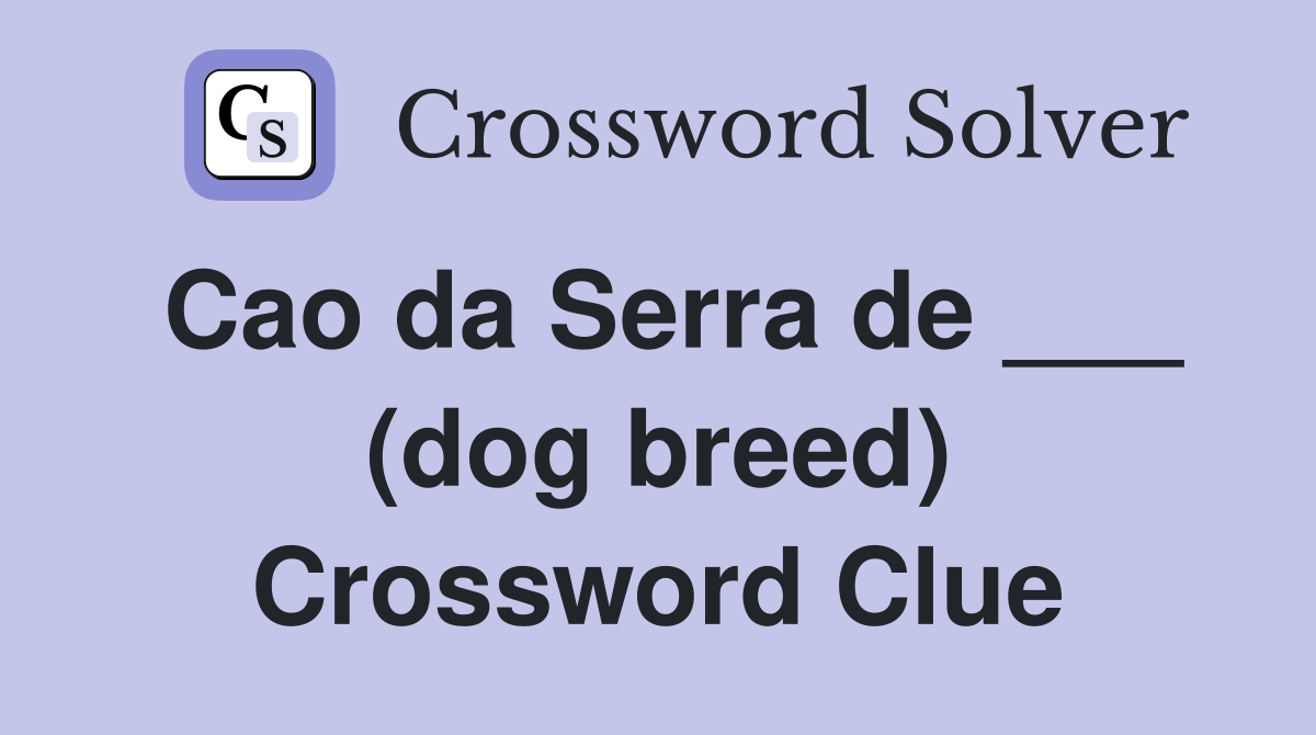 Cao da Serra de ___ (dog breed) Crossword Clue