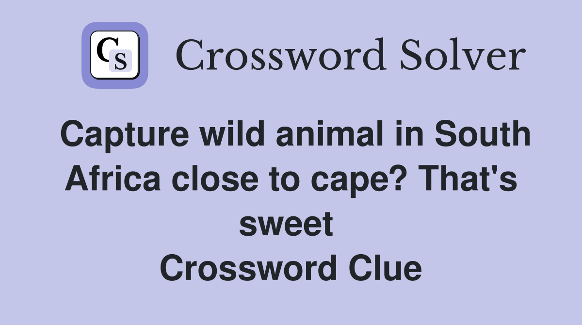 Capture wild animal in South Africa close to cape? That's sweet  Crossword Clue