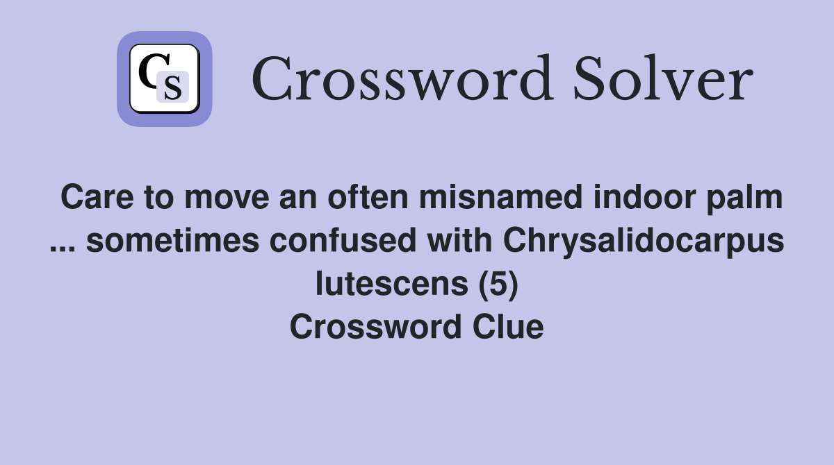 Care to move an often misnamed indoor palm ... sometimes confused with Chrysalidocarpus lutescens (5) Crossword Clue