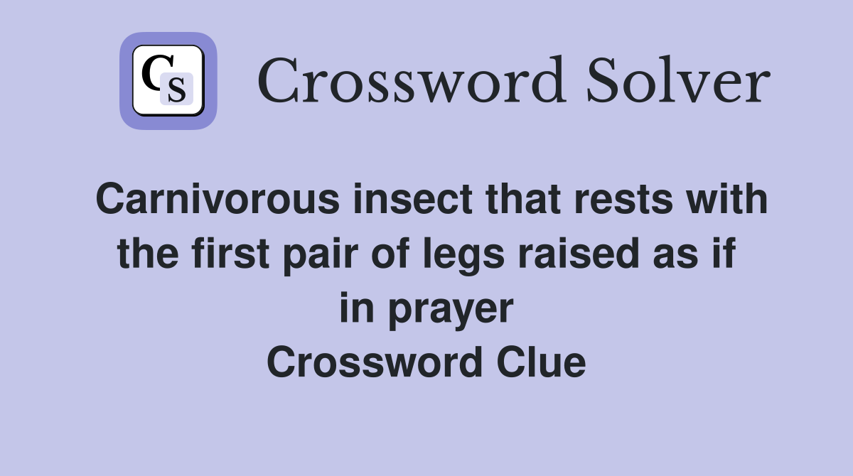 Carnivorous insect that rests with the first pair of legs raised as if in prayer Crossword Clue