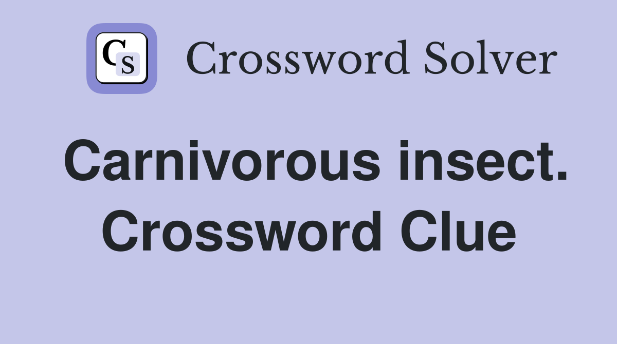 Carnivorous insect. Crossword Clue