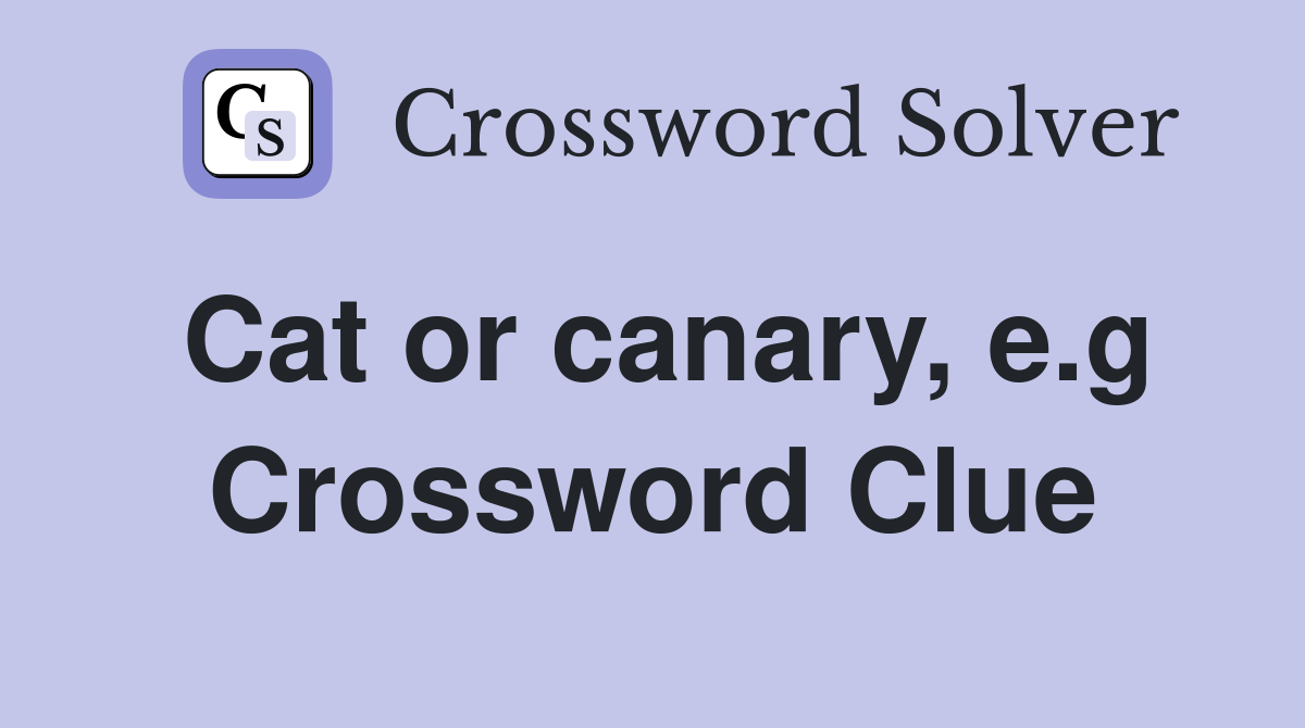 Cat or canary, e.g Crossword Clue
