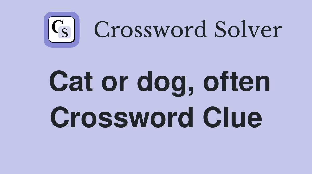 Cat or dog, often Crossword Clue