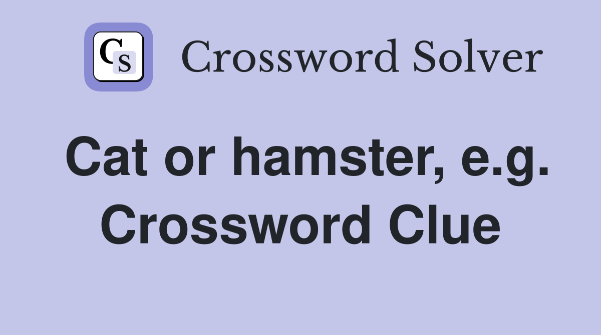 Cat or hamster, e.g. Crossword Clue