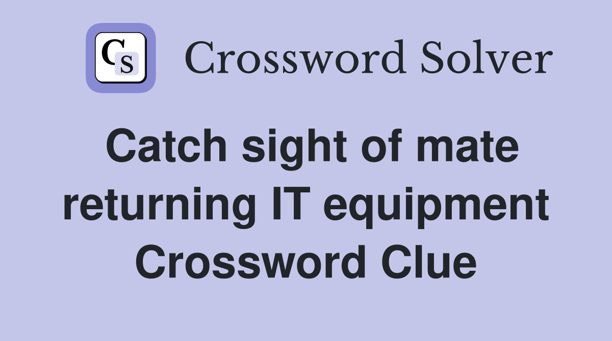 Catch sight of mate returning IT equipment Crossword Clue
