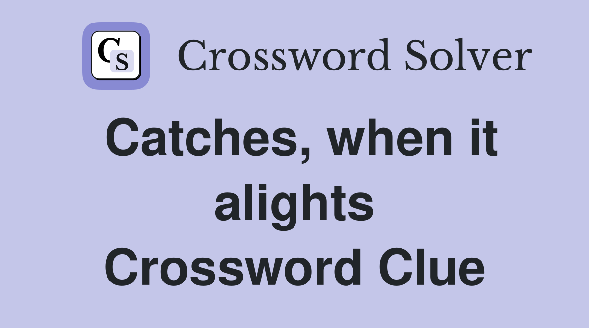 Catches, when it alights Crossword Clue