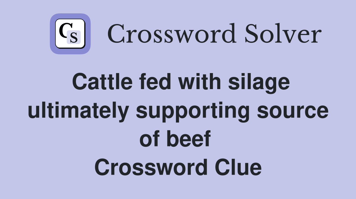 Cattle fed with silage ultimately supporting source of beef  Crossword Clue