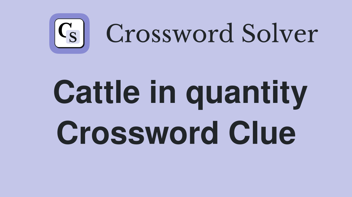 Cattle in quantity Crossword Clue